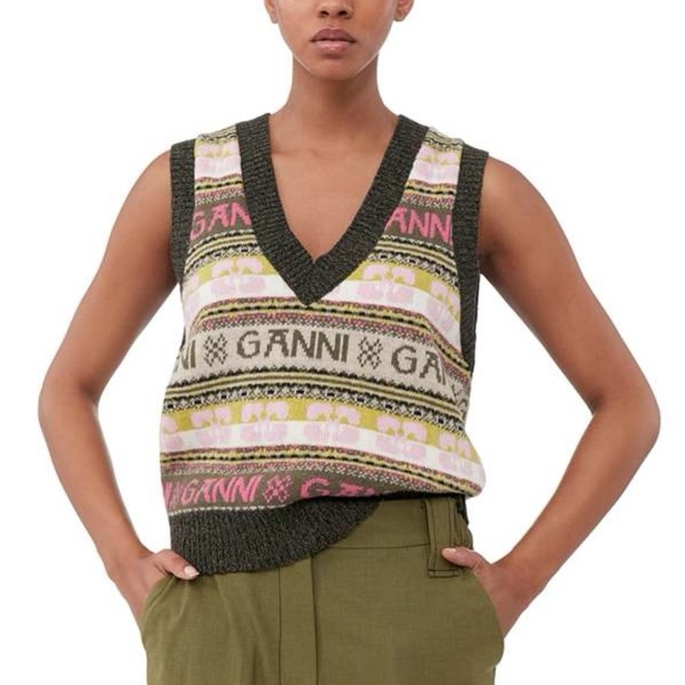 Ganni logo sweater vest